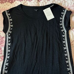 Garnet Hill Black Blouse with Silver Accents